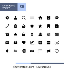 E-commerce basic ui icon set with glyph / solid style