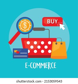 ecommerce basket and set icons