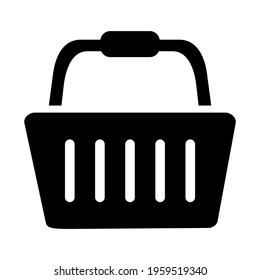 Ecommerce basket shopping icon in flat black line style isolated on white background