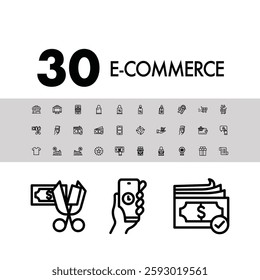 e-commerce black and white line icon