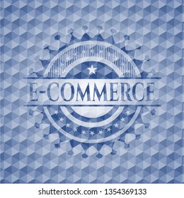 e-commerce blue hexagon emblem.
