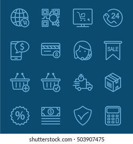 E-commerce blue line icon
