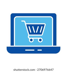 E-Commerce In Blue Style, Vector Illustration