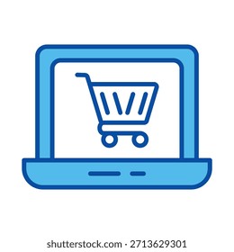 Comercio electrónico en estilo azul, Ilustración vectorial