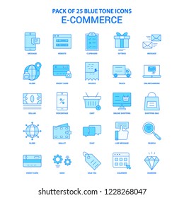 Paquete de iconos de tono azul de E-Commerce - 25 conjuntos de iconos