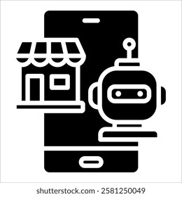 E-Commerce Bot Icon Element For Design