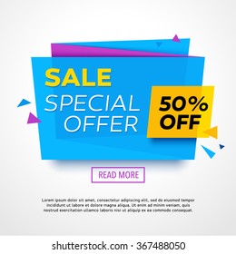 Ecommerce bright vector banner. Nice plastic cards in material design style. Transparent blue, purple and yellow paper.