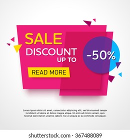 Ecommerce bright vector banner. Nice plastic cards in material design style. Transparent blue, purple and yellow paper.