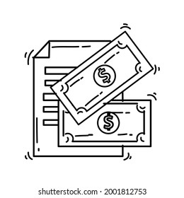 Icono de presupuesto de comercio electrónico. conjunto de iconos dibujado a mano, contorno negro, icono de doodle, diseño de iconos vectoriales.