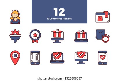 E-Commerce Bundle Set Icon with Stroke