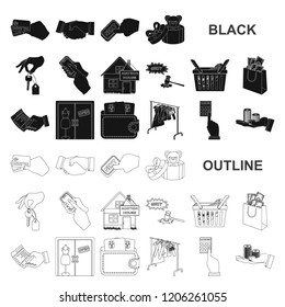 E-commerce and business black icons in set collection for design. Buying and selling vector symbol stock web illustration.