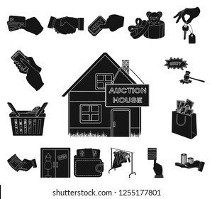 E-commerce and business black icons in set collection for design. Buying and selling vector symbol stock web illustration.