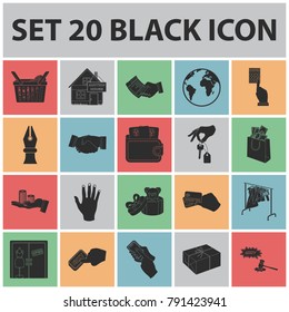 E-commerce and business black icons in set collection for design. Buying and selling vector symbol stock web illustration.