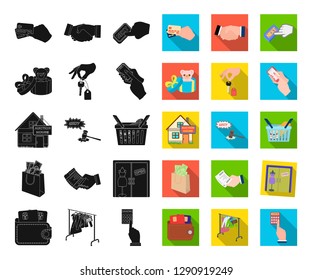 E-commerce and business black,flat icons in set collection for design. Buying and selling vector symbol stock web illustration.