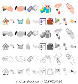 E-commerce and business cartoon icons in set collection for design. Buying and selling vector symbol stock web illustration.