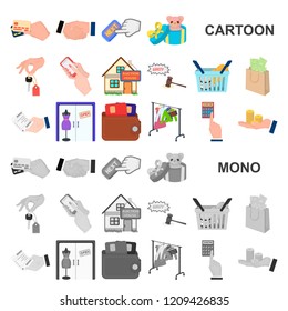 E-commerce and business cartoon icons in set collection for design. Buying and selling vector symbol stock web illustration.