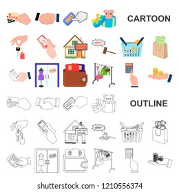 E-commerce and business cartoon icons in set collection for design. Buying and selling vector symbol stock web illustration.