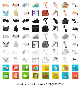 E-commerce and business cartoon icons in set collection for design. Buying and selling vector symbol stock web illustration.