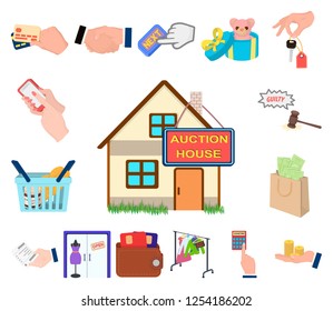 E-commerce and business cartoon icons in set collection for design. Buying and selling vector symbol stock web illustration.