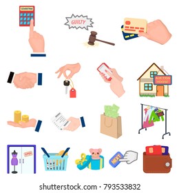 E-commerce and business cartoon icons in set collection for design. Buying and selling vector symbol stock web illustration.