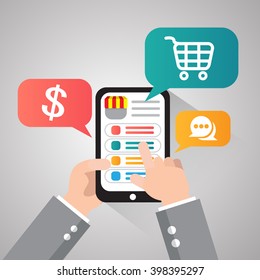 e-commerce business concept, Internet Store Flat Banner Set 