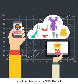 E-commerce. Business concept. Set icons.Concepts for web banner and promotional material.