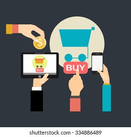 E-commerce. Business concept. Set icons.Concepts for web banner and promotional material.Concepts for web banner and promotional material.