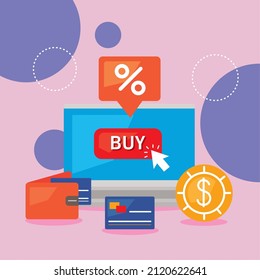 ecommerce business in desktop icons