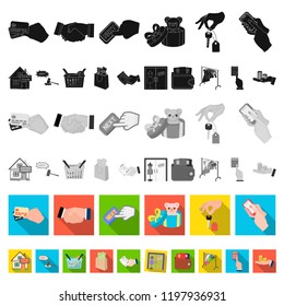 E-commerce and business flat icons in set collection for design. Buying and selling vector symbol stock web illustration.