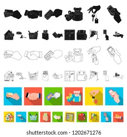 E-commerce and business flat icons in set collection for design. Buying and selling vector symbol stock web illustration.