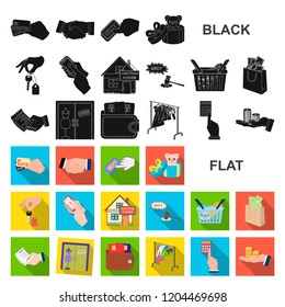 E-commerce and business flat icons in set collection for design. Buying and selling vector symbol stock web illustration.