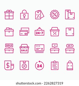 Paquete de iconos de comercio electrónico. Web, venta, en línea, tienda icono de esquema. 