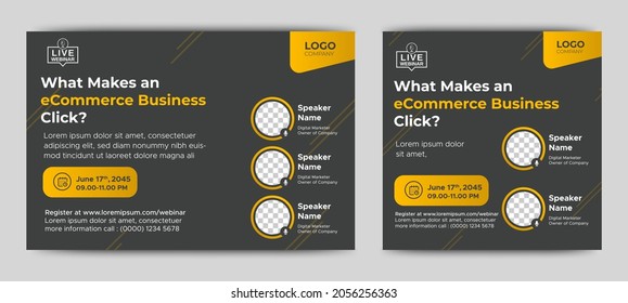 ECommerce Business Live Webinar Banner Invitation And Social Media Post Template. Business Webinar Invitation Design. Vector EPS 10