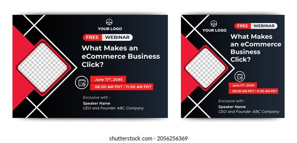 eCommerce Business live webinar banner invitation and social media post template. Business webinar invitation design. Vector EPS 10