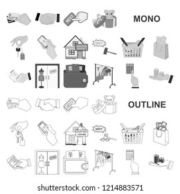 E-commerce and business monochrom icons in set collection for design. Buying and selling vector symbol stock web illustration.