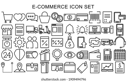E-commerce business and Online shopping icons collection set, Symbol black outline design for application and websites on white background, Vector illustration EPS 10 ready convert to SVG svg