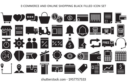 E-commerce business and Online shopping icons collection set, Symbol black filled design for application and websites on white background, Vector illustration EPS 10 ready convert to SVG