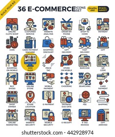 E-commerce business outline icons modern style for website or print illustration