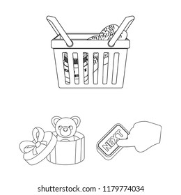 E-commerce and business outline icons in set collection for design. Buying and selling vector symbol stock web illustration.