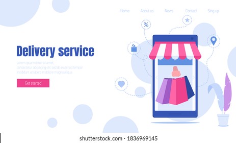 E-commerce buyer. Landing page template of Delivery service