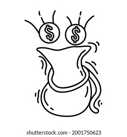 Icono de devolución de efectivo de comercio electrónico. conjunto de iconos dibujado a mano, contorno negro, icono de doodle, diseño de iconos vectoriales.