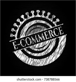 e-commerce chalkboard emblem on black board