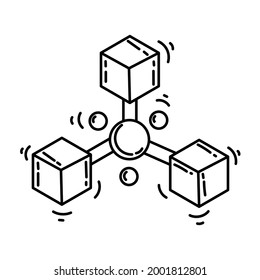 Icono de canal de comercio electrónico. conjunto de iconos dibujado a mano, contorno negro, icono de doodle, diseño de iconos vectoriales.