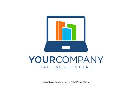 Ecommerce and chart finance for logo design concept editable