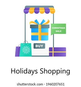 Aplicación de descuento de Navidad de Ecommerce, vector de gradiente de compras de vacaciones