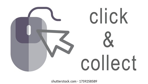 Ecommerce click and collect online ordering service symbol isolated on white background