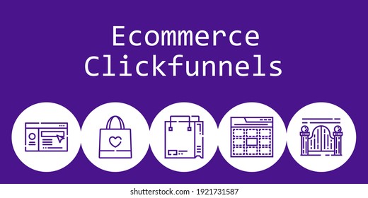 ecommerce clickfunnels background concept with ecommerce clickfunnels icons. Icons related shopping bag, website, web, gateway