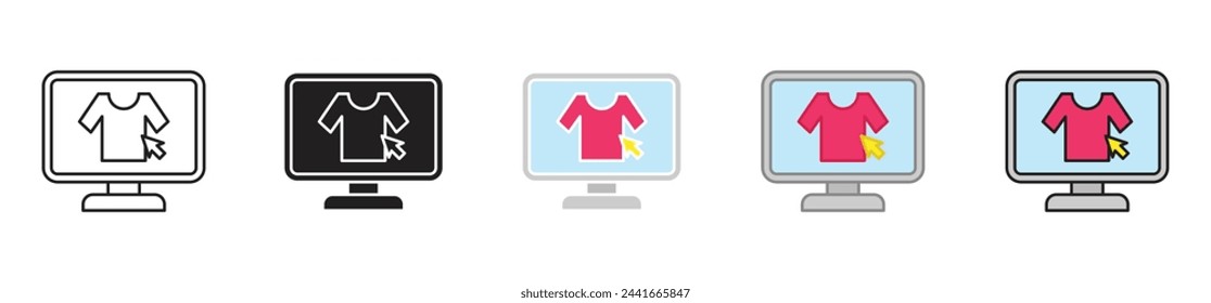 E-Commerce Clothes Shopping Icons. Online Retail and Fashion Purchase Symbols.