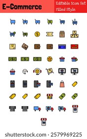 E-Commerce Collection Icon Set Filled Style