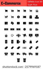 E-Commerce Collection Icon Set Glyph Style